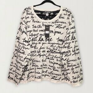 NWT | Karl Lagerfeld Paris Womens All Over Black/White Script Logo Sweater